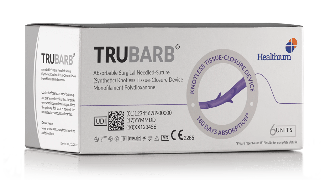 Knotless Tissue-Closure Device Monofilament Polydioxanone - Trubarb Cover Image
