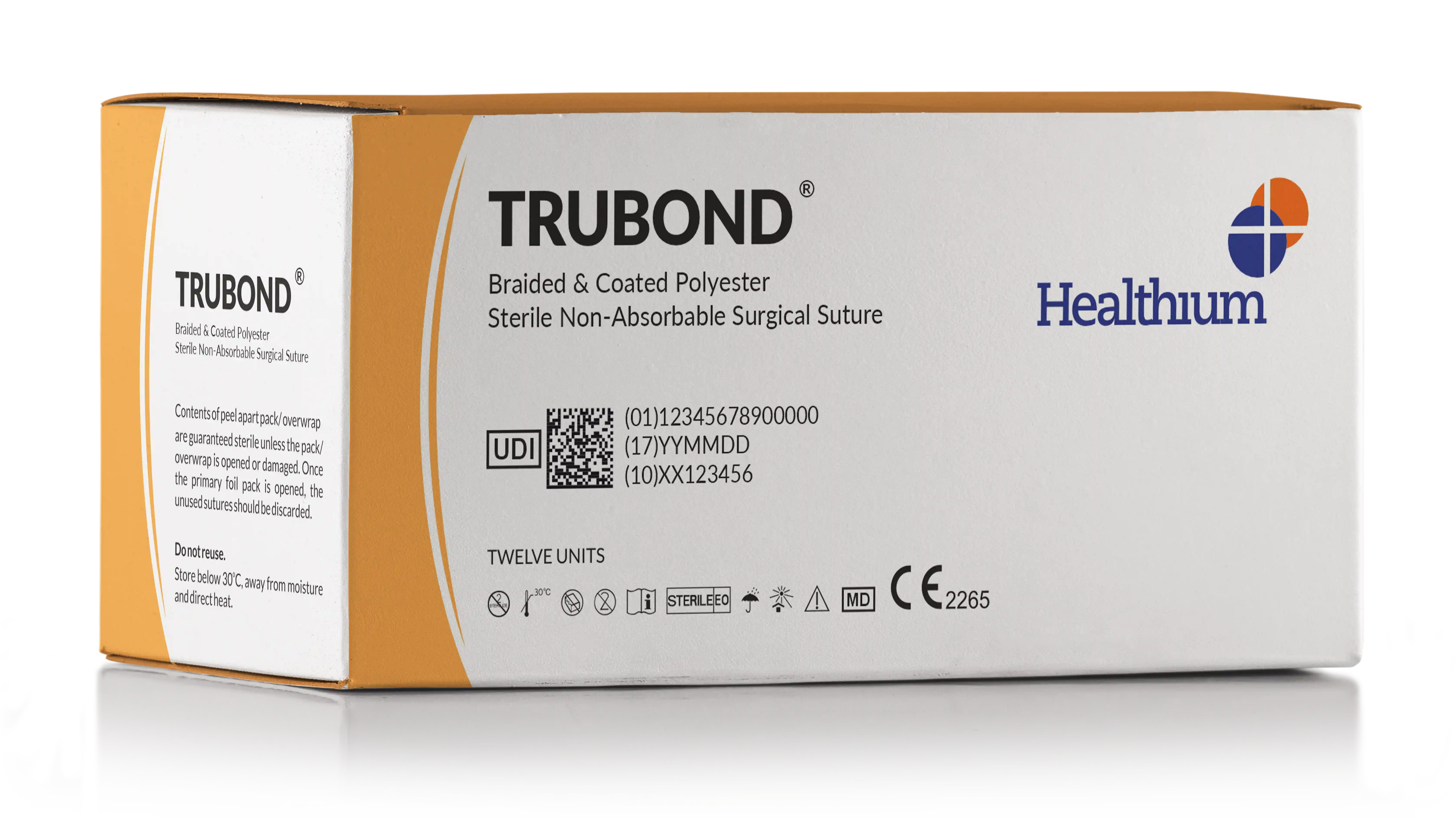 Braided and Coated Polyester Sterile Non-Absorbable Surgical Suture - Trubond