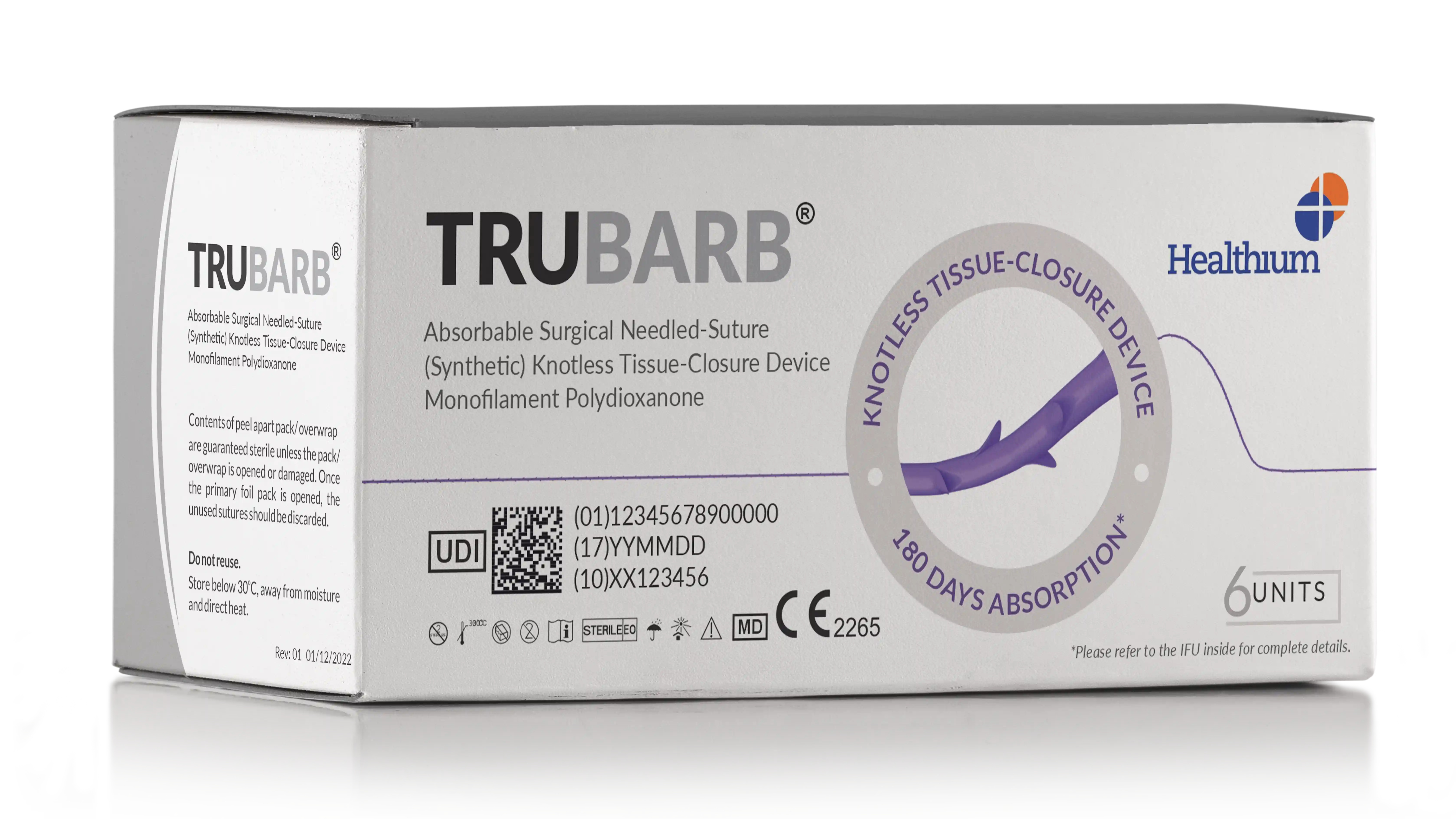 Knotless Tissue-Closure Device Monofilament Polydioxanone - Trubarb