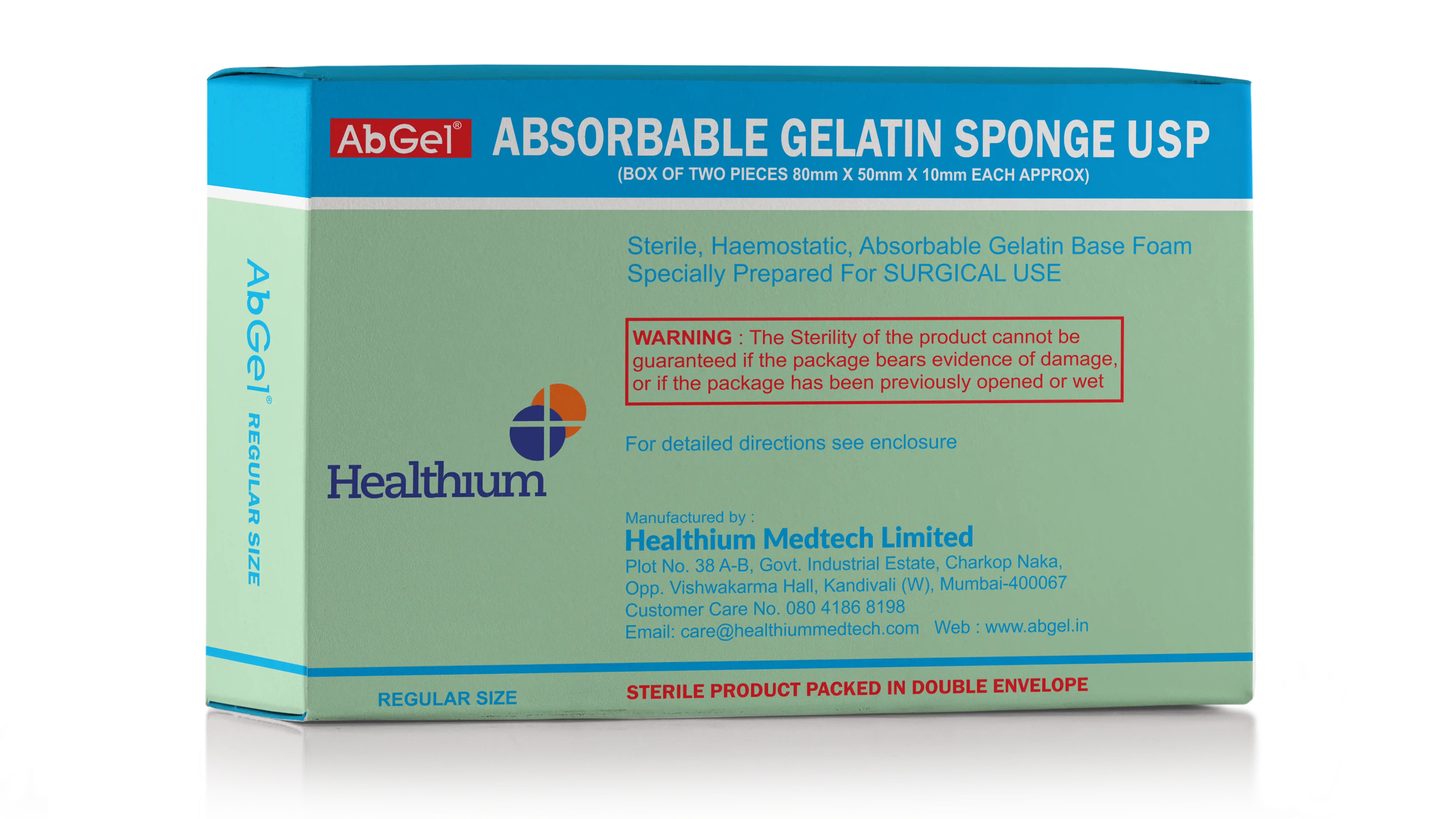 Sterile, Haemostatic, Absorbable Gelatin Base Foam for Surgical use - Ab Gel